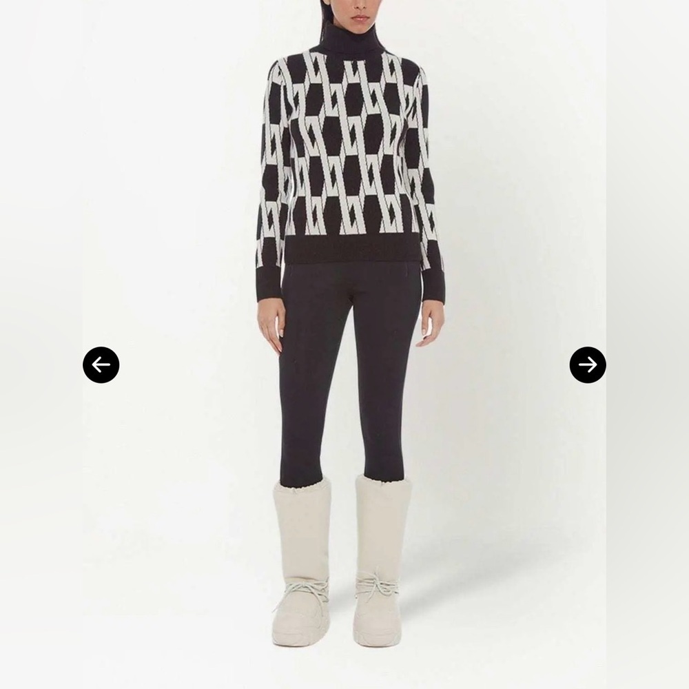$235 APPARIS Patterned Roll Neck Jumper Small Ski Bunny